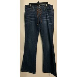 90s Y2K Aeropostale Juniors Sz 3/4 Lace Up Low Rise Flare Jeans